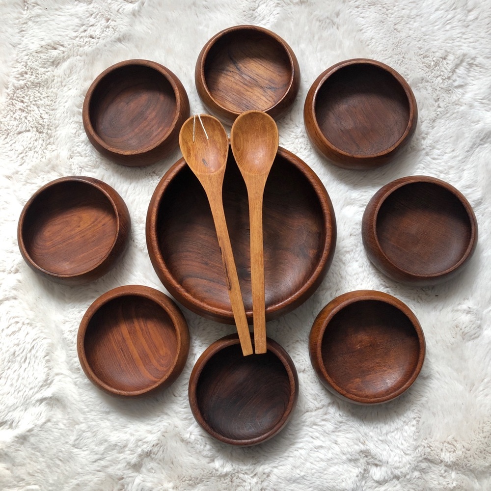 Vintage Teak salad bowl set
